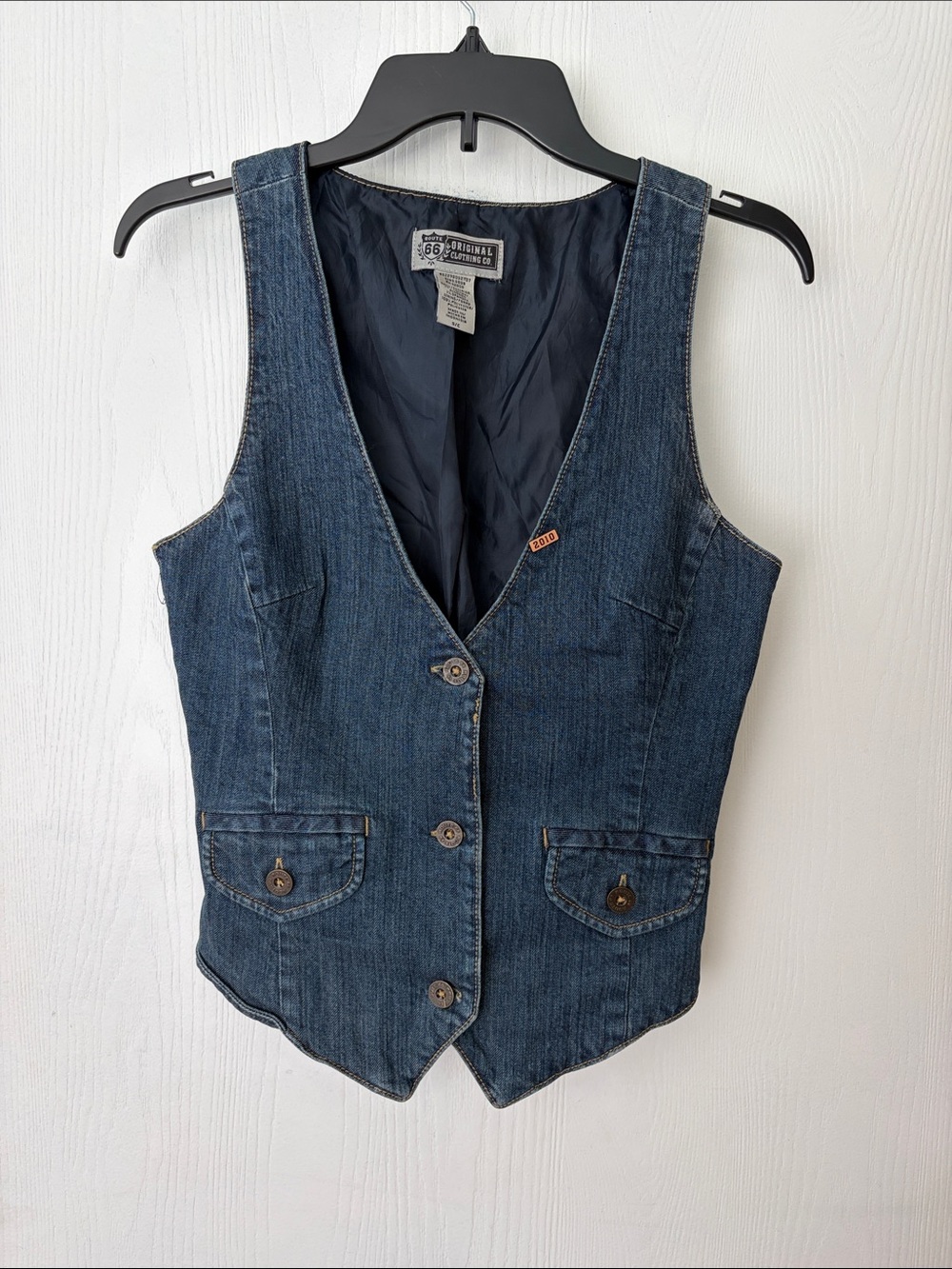 Route 66 Denim Vest with Deep Blue Wash